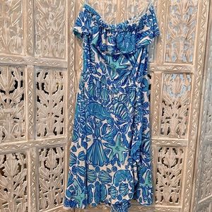 Lilly Pulitzer Blue SeaShell Dress Size M